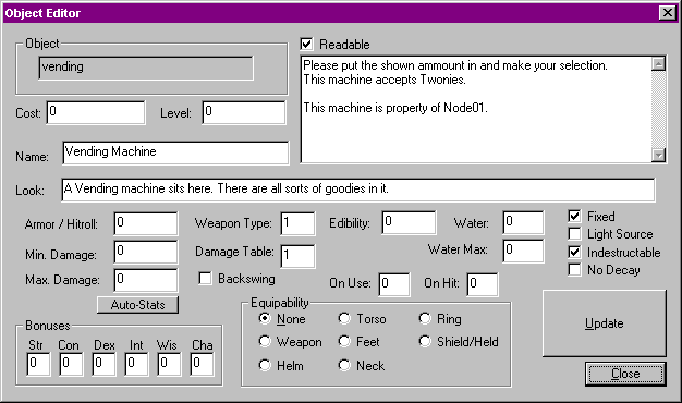 Object Editor window